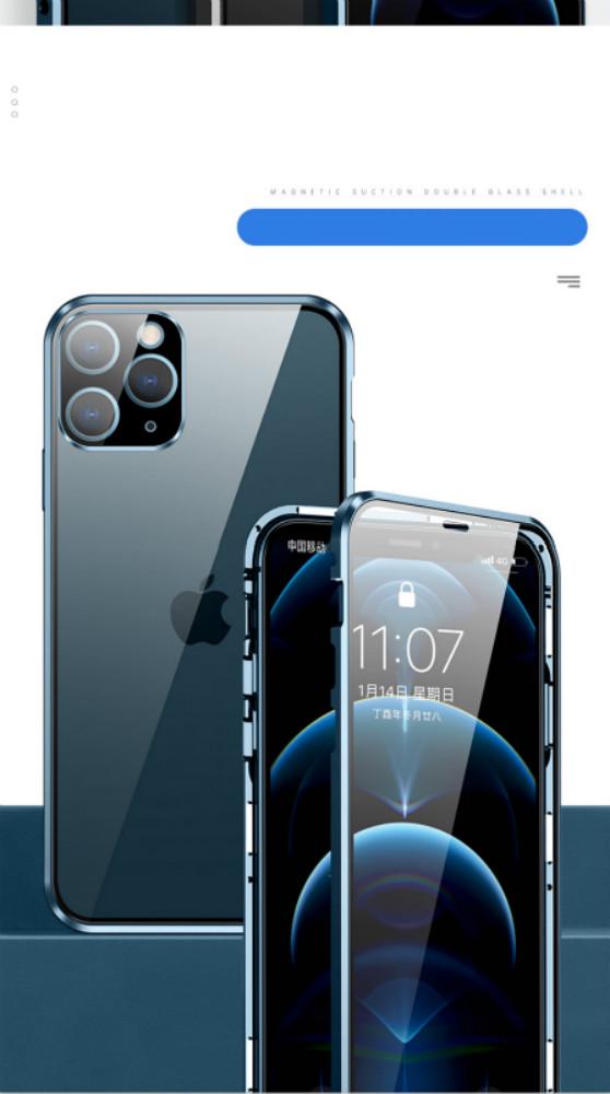 Ốp Điện Thoại Mặt Kính Viền Kim Loại Từ Tính 360 Độ Cho Iphone 12 12pro 12pro Max 11 11pro 11pro Max X Xs Xs Max