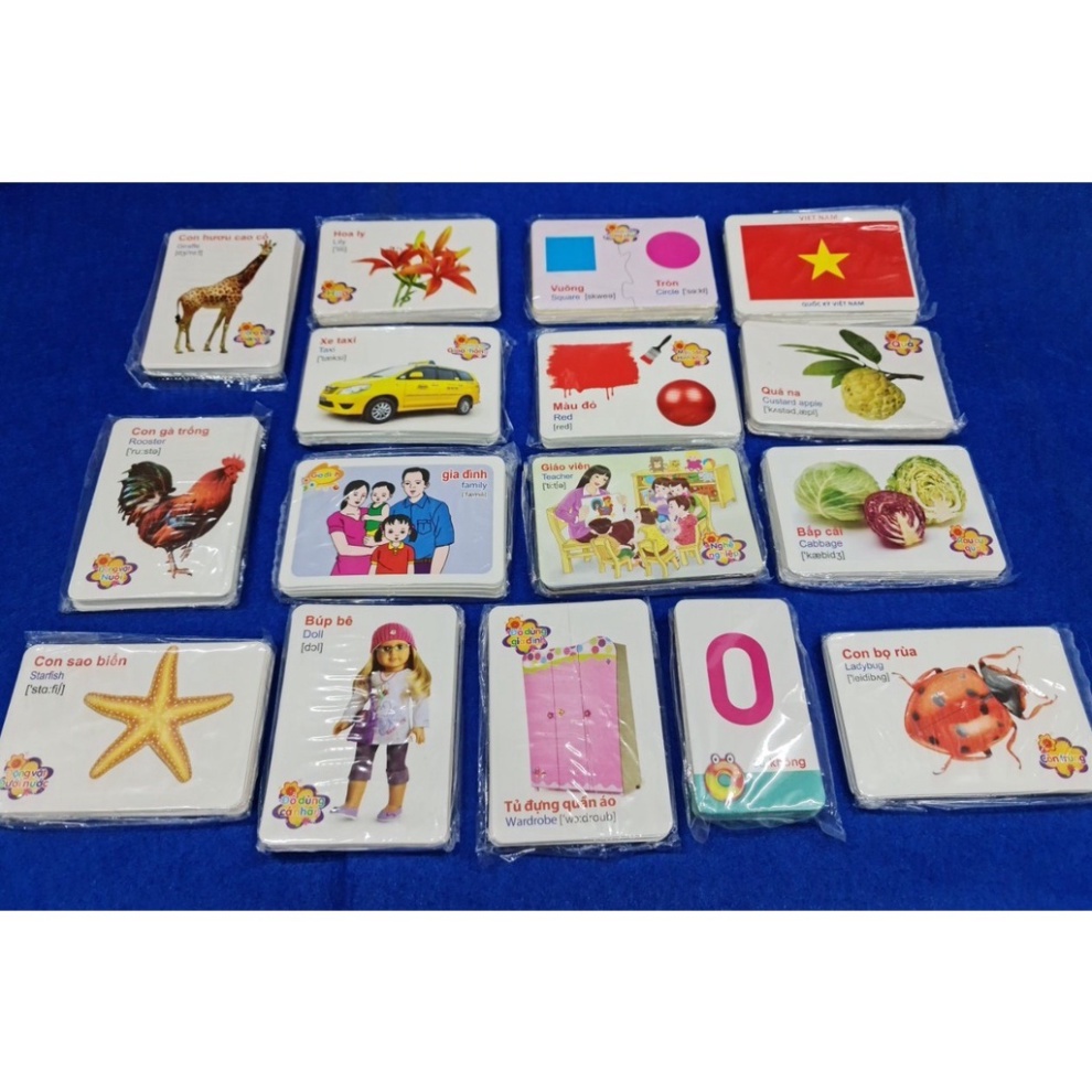Bộ Thẻ Học Thông Minh 416 Thẻ 16 Chủ Đề Song Ngữ Anh-Việt Theo Phương Pháp Glenn Doman TRITUEVIET