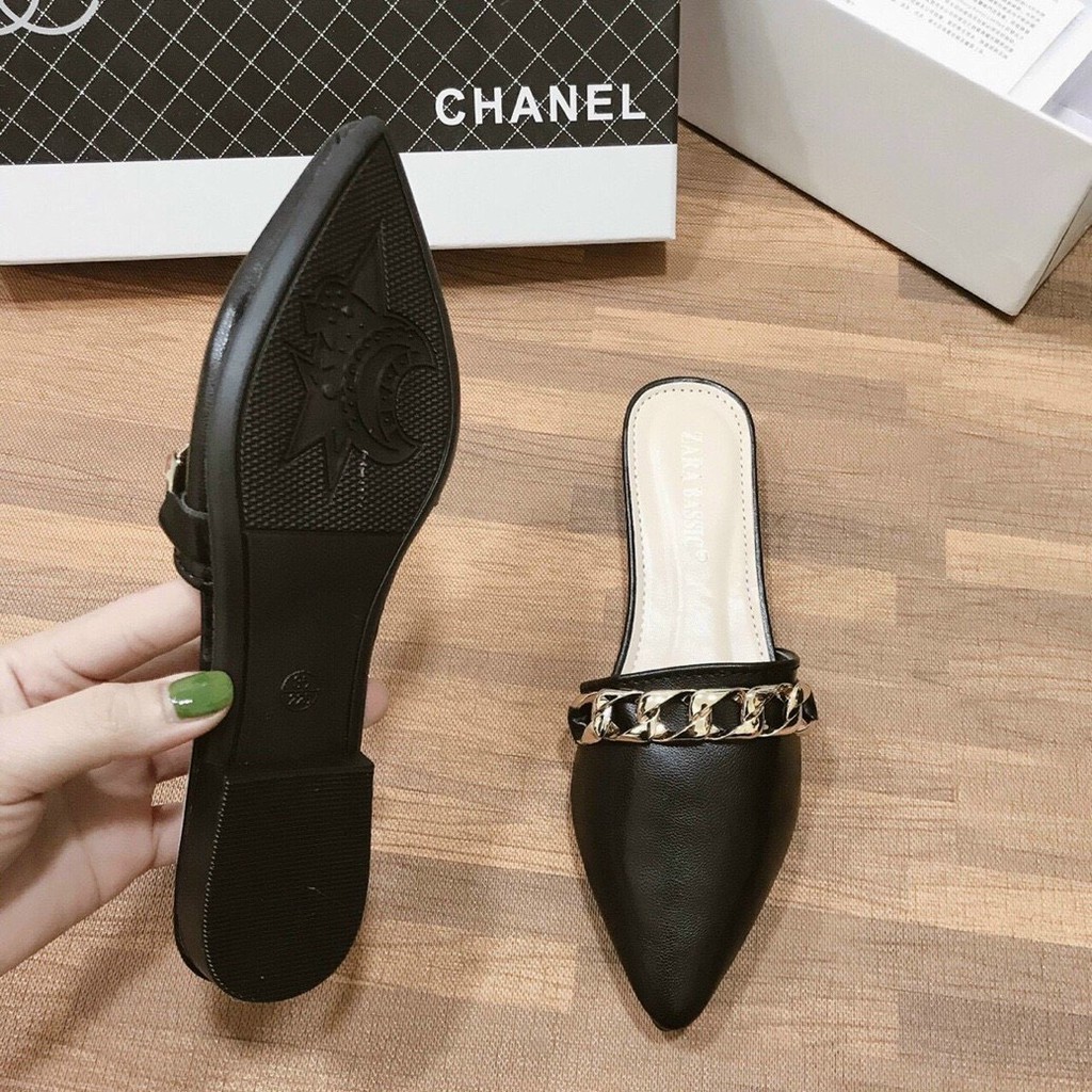 FREESHIP 50K Dép nữ- sục nữ da mềm êm chân gắn xích siêu xinh