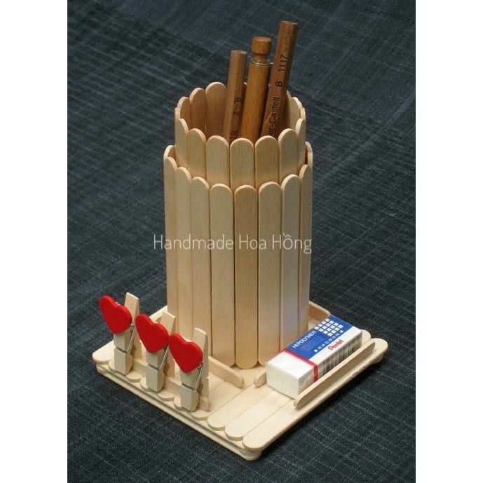 100 Que kem gỗ không màu 6.5 x 0.9cm / Que kem làm mô hình, handmade / Que đè lưỡi - Đồ dùng mầm non - Trang trí mầm n