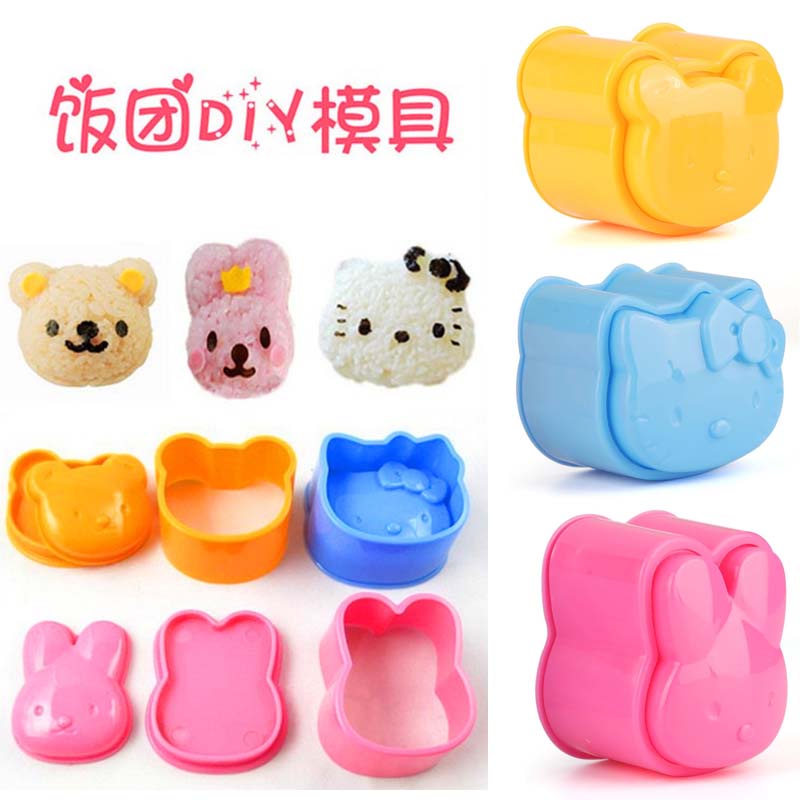 【3C】Set Khuôn Làm Cơm Nắm Sushi Hình Thỏ/Gấu Hoạt Hình DIY Cho Trẻ Em