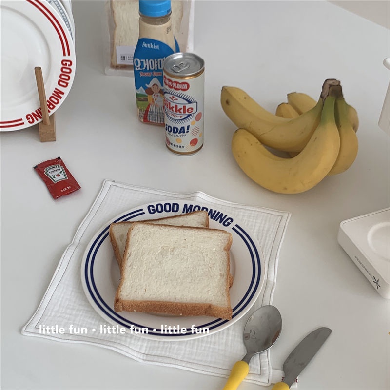 Đĩa Sứ Tròn In Chữ Tiếng Anh Đơn Giản Kiểu Hàn Quốc