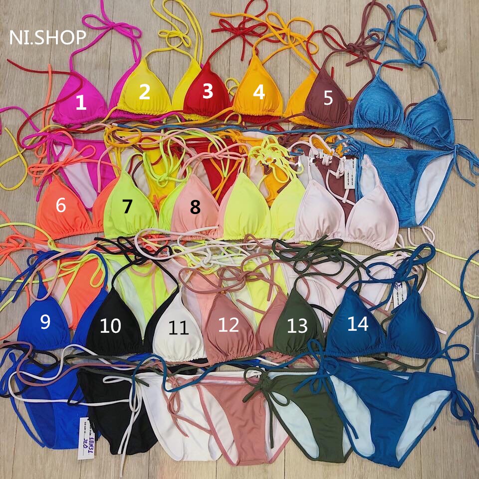 Bikini 2 mảnh tam giác (có bán áo choàng) dây dài quấn eo chuẩn ảnh Đồ bơi nữ đẹp đi biển R01