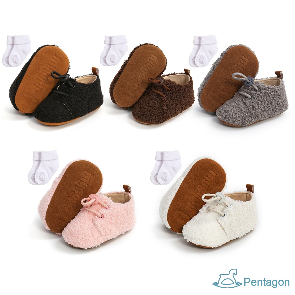 Giày Thể Thao Vải Lông Ấm Áp Chống Trượt Dễ Thương Cho Bé