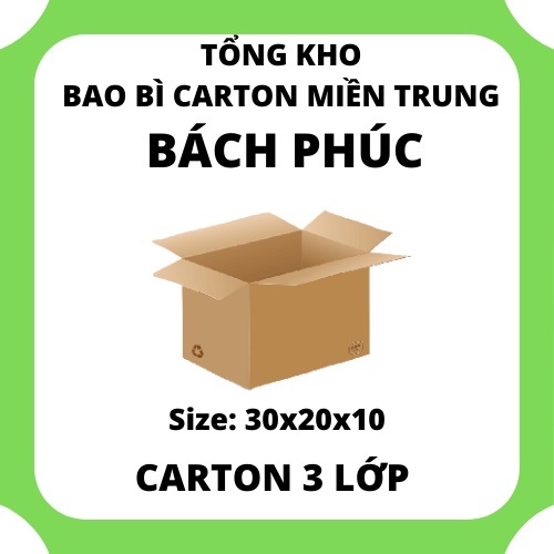Hộp carton, thùng bìa giấy cod đóng gói hàng - Size 30x20x10 - Carton Đà Nẵng - Tổng Kho Bao Bì Carton Miền Trung