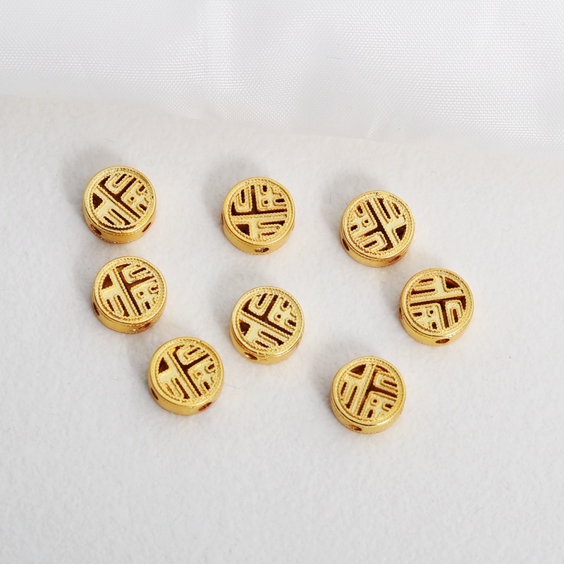 Hạt Rỗng Ba Chiều Rỗng Mạ Vàng 7mm Màu Sắc Cổ Điển Dùng Làm Trang Sức diy