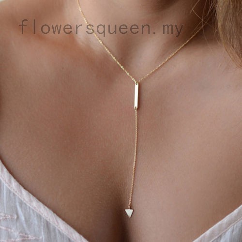 flowersqueen Dây chuyền kim loại mặt tam giác đơn giản cho nữ