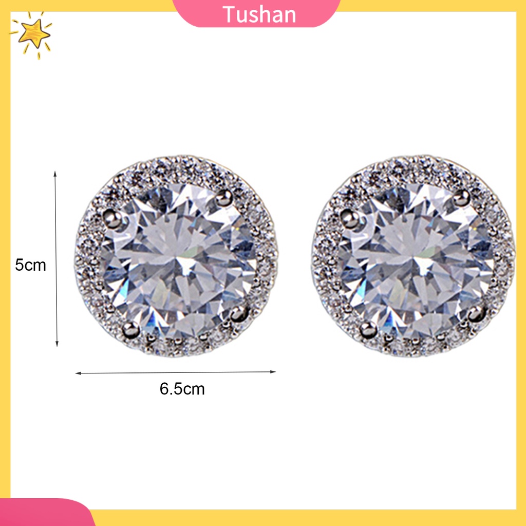 Bông tai mạ bạch kim đính đá thiết kế thời trang cho nữ