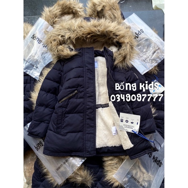 Áo Parka Bé Gái Lót Cừu Lông Vũ Xanh Navy TAP