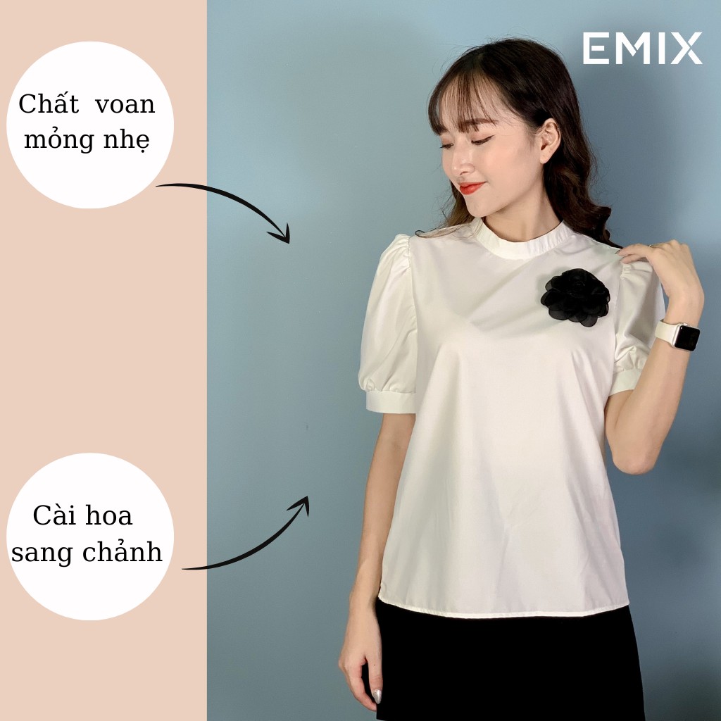 Áo sơ mi cộc tay tặng hoa cài EMIX