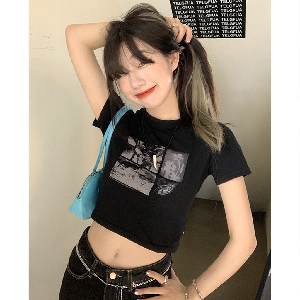 Áo Croptop Tay Ngắn MOUNT Chất Thun Cotton Dày Mịn_VIETCEN