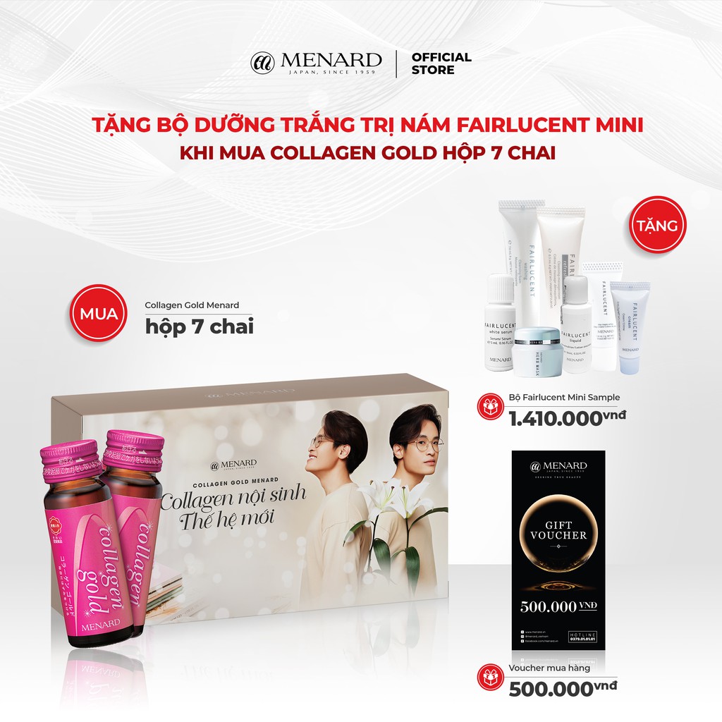 [Mã FMCGM50 - 8% đơn 250K] Combo hộp Collagen Gold MENARD 7 chai x 30ml