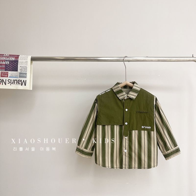 Áo Sơ Mi Dài Tay Họa Tiết Sọc Thời Trang Dành Cho Bé Trai