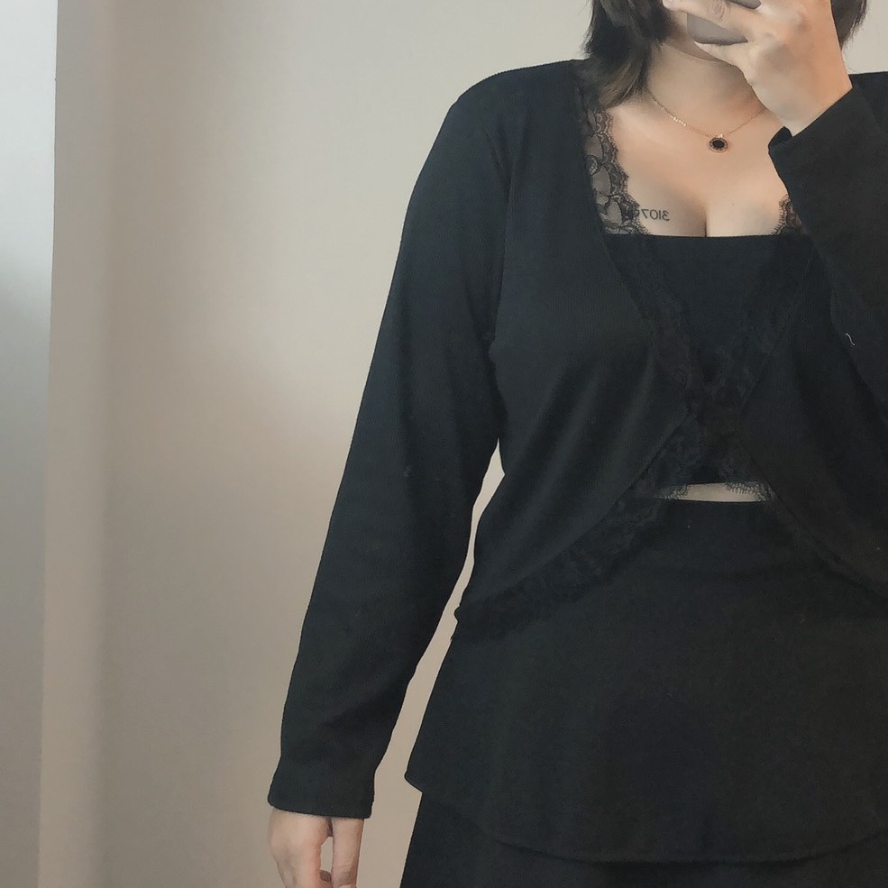 áo croptop bigsize , khoác bigsize , có viền ren nữ tính , hack được bắp tay to cho nàng mũm mĩm