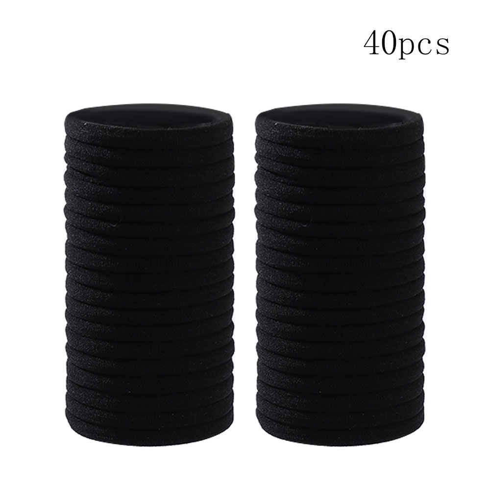 Set 40 Dây Cột Tóc Co Giãn Màu Đen Cho Nữ