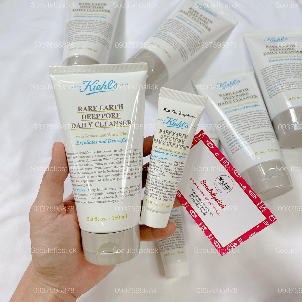 Sữa rửa mặt đất sét Kiiehl.s Rare Earth Deep Pore Daily Cleanser Minisize 30ml Fullsize 150ml