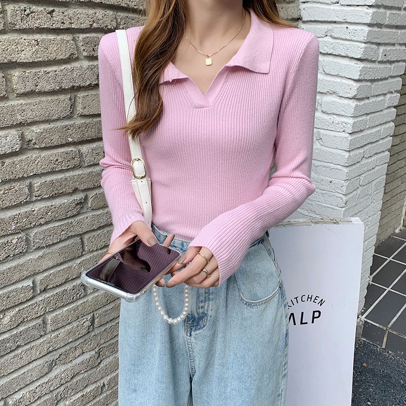 Áo thun tay dài cổ polo phong cách Hàn Quốc<br />