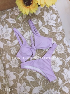 Set bikini nơ tím buộc
