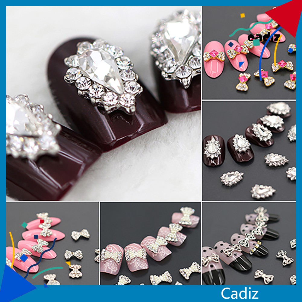 [Hàng mới về] Bộ 10 Hạt Đính Trang Trí Móng Hình Nơ 3d Xinh Xắn Cho Nữ