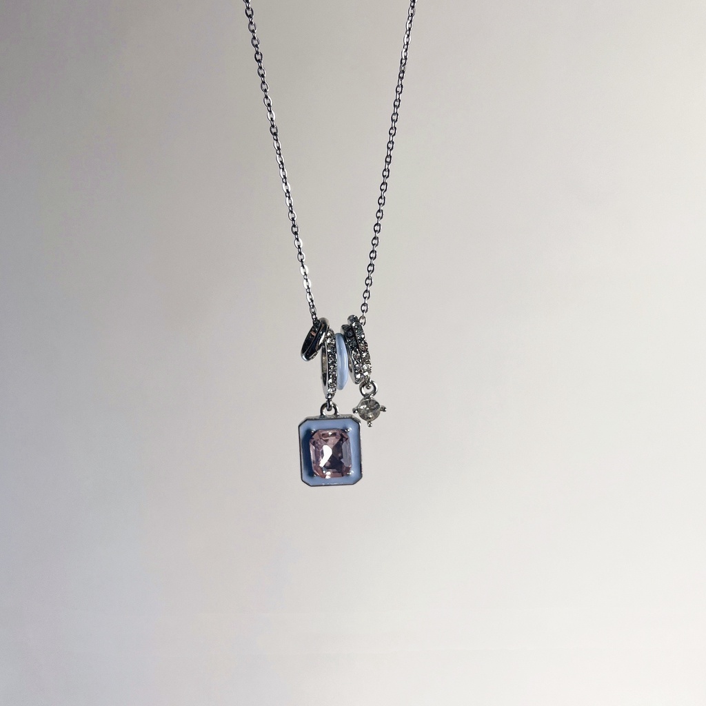 Vòng cổ Hình Khối Màu Bột Xanh Dương Phong Cách Harajuku Dễ Phối Đồ Thời Trang Mùa Hè