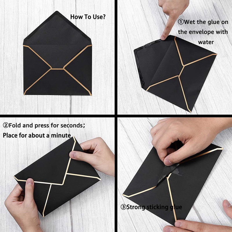 Set 100 Phong Bì Khổ A7 5X7 Viền Vàng Có Viền Độc Đáo