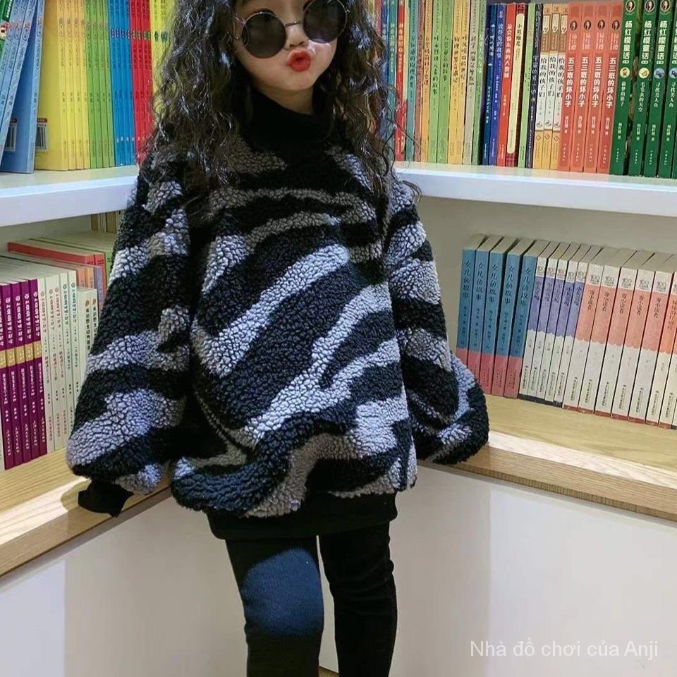 COD Kid's FashionGirl | 5-14 years old Tops Girl's Sweaters New Luxury Plus Thick Warm Coat Fleece Horse V