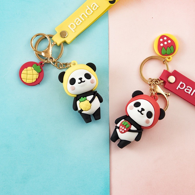 Móc khoá gấu trúc kèm dây và tag