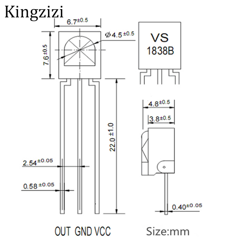 Bộ 10 linh kiện thu tín hiệu bằng tia hồng ngoại IR TL1838 VS1838B 1838 38Khz phổ biến tiện dụng