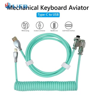 Dây cáp xoắn màu xanh mint custom dành cho bàn phím cơ chuẩn type-c bọc dù