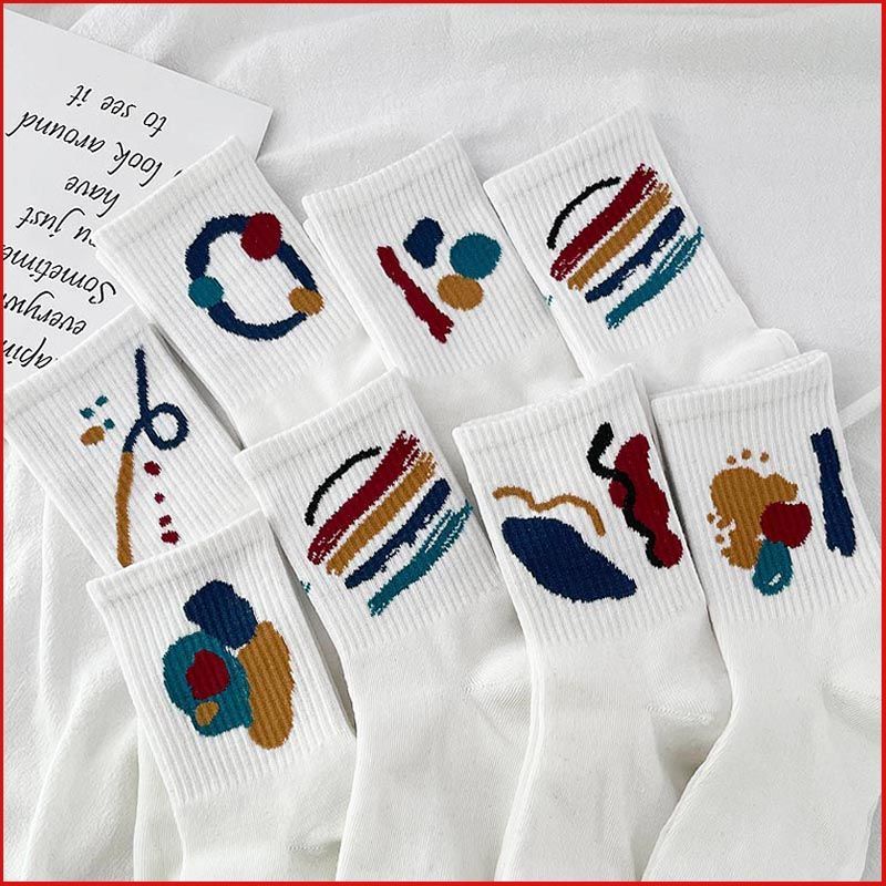 Vớ Ống Họa Tiết Graffiti Thời Trang Đường Phố Nhật Hàn Dành Cho Nữ