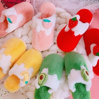 Dép lông đi trong nhà siêu cute . Hình trái bơ 🥑 , trái chuối , trái dâu và trái đào .