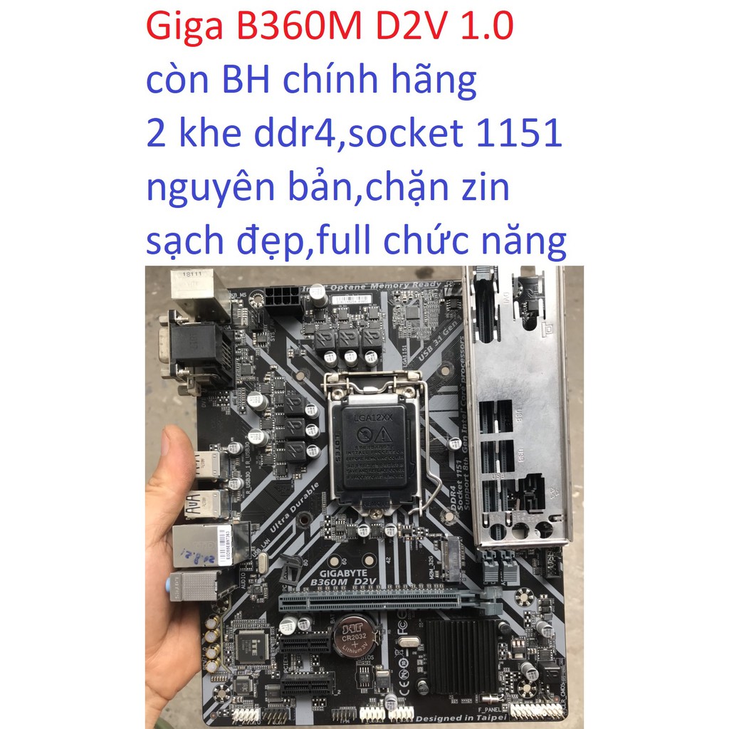 Main Giga B360 2 khe ram ddr4 socket 1151 v2 mainboard bo mạch chủ máy tính PC GigaByte B360M D2V còn bảo hành