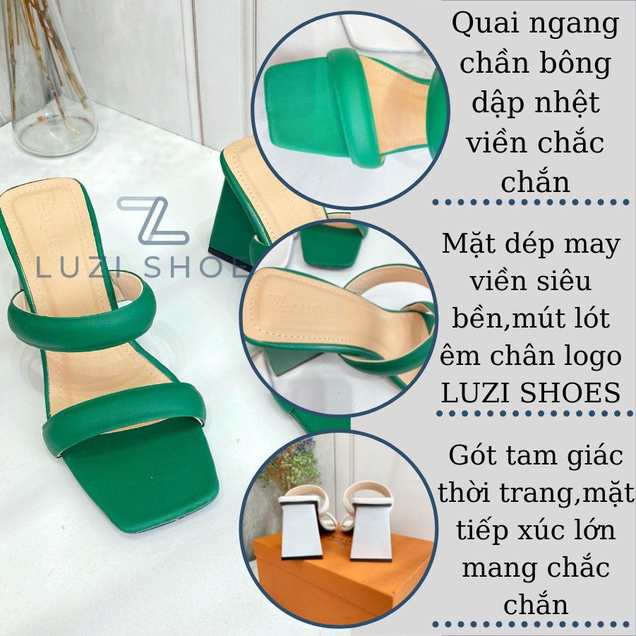 Guốc nữ, dép cáo gót tam giác 2 quai ngang nhún thời trang nhiều màu sắc cao 9cm [m22]
