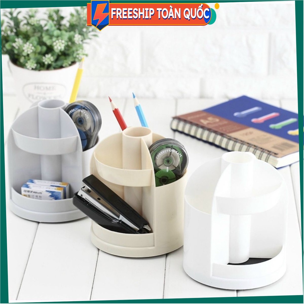 Hộp Nhựa Đựng Bút Để Bàn Xoay Được Tiện Dụng