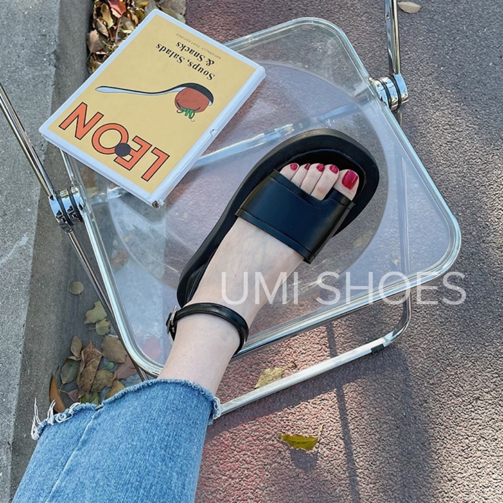 Dép sandal nữ xỏ ngón quai ngang đế bằng chống trơn đơn giản nhẹ nhàng mũi tròn đi chơi biển đẹp đi mưa mới hottrend