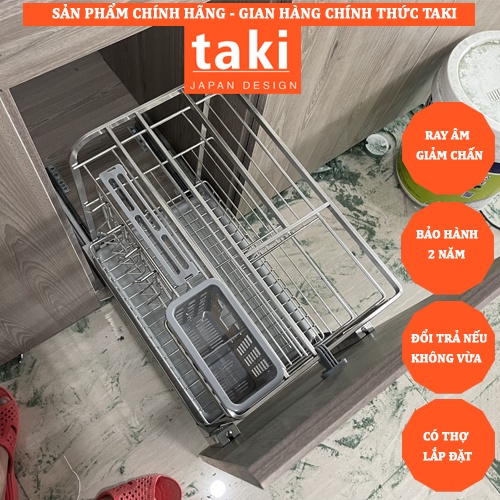 {CHÍNH HÀNG} Kệ Dao Thớt & Gia Vị TAKI 201 Ray Âm Giảm Chấn - BẢO HÀNH 10 Năm (Có Thợ Lắp Đặt)