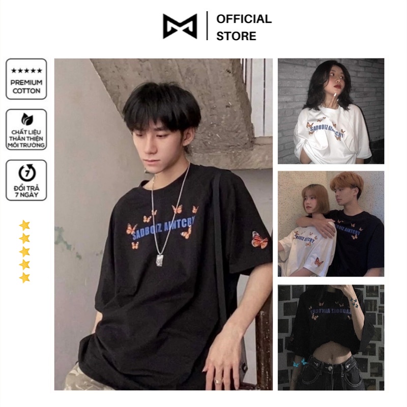 [Mã FAMARAL1 giảm 10K đơn 50K] Áo thun tay lỡ Sadboiz Butterfly form rộng unisex phong cách Ulzzang