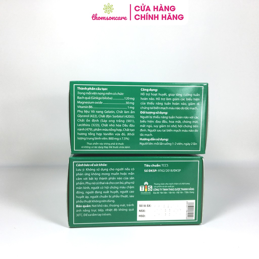 Ginkgo Biloba 120mg Magne B6 - Giúp tăng tuần hoàn não, cải thiện trí nhớ - Hộp 100v