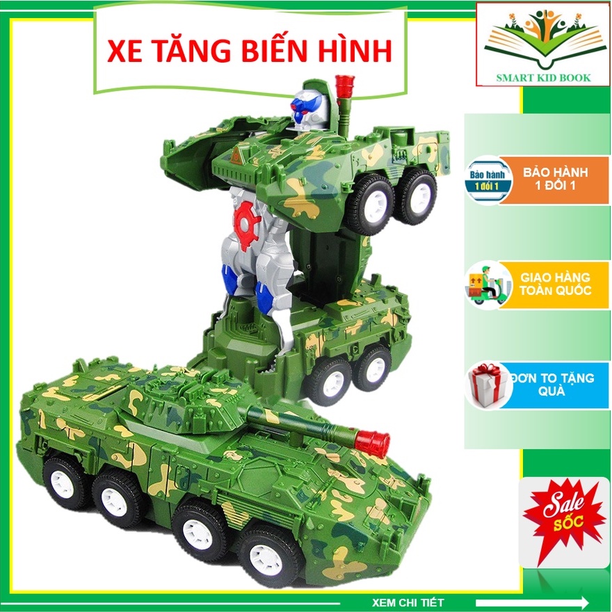 Đồ chơi Xe Tăng Biến Hình Robot tự động có Đèn và Nhạc