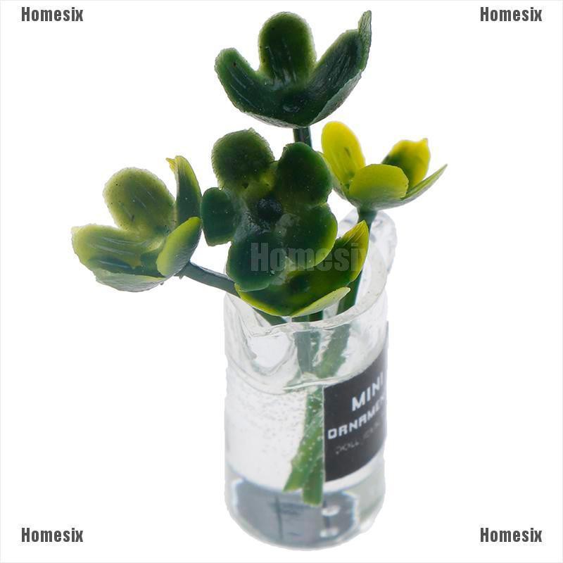 [HoMSI] 3pcs Dollhouse Miniature 1:12 Pot DIY Kitchen Decora transparent Potted plant SUU