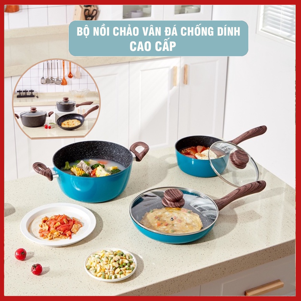 Nồi Vân Đá Đáy Từ Chống Dính Chất Liệu Nhôm cao cấp đủ kích thước phù hợp với mọi gia đình