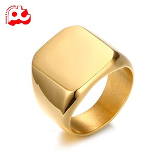 Nhẫn nam inox thời trang kiểu mặt trơn vuông to màu mạ vàng thép không gỉ HSNNA25