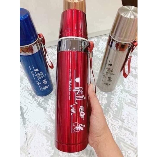 [FREESHIP] Bình Đựng Nước TRAVEL Giữ Nhiệt Nóng Lạnh Inox 304 Cao Cấp 2 Lớp Dung Tích 750ml Thiết Kế Đẹp Mắt, Sang Trọng