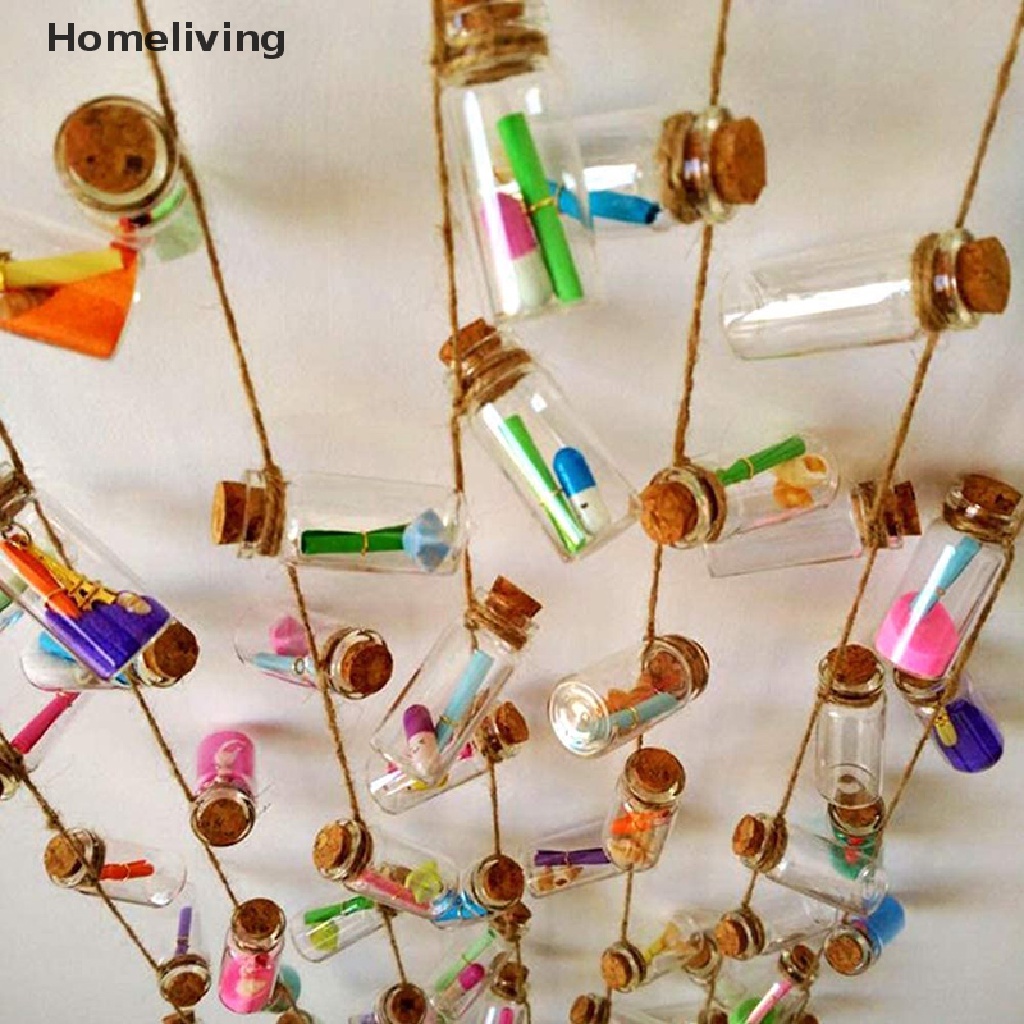 Set 10 Chai Thủy Tinh Mini Có Nút Bần Dùng Trang Trí Đám Cưới