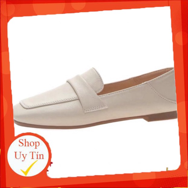 (Có sẵn giao ngay) Giày nữ Loafer da trơn đế bệt size 35-39.