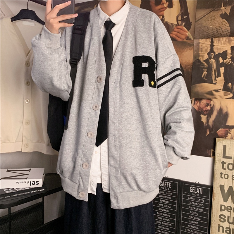 Áo khoác ngoài nam form rộng Áo cardigan nam khoác ngoài form rộng vải nỉ thời trang học sinh hàn quốc