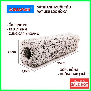 Thanh Sứ Lọc Muối Tiêu TO NHẤT 15x3.7cm Lọc Hồ Cá - Thanh Sứ Muối Tiêu Lọc Bể Cá Thuỷ Sinh