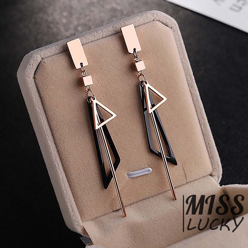 Bông tai titan hình tam giác độc đáo ( màu xanh dương )