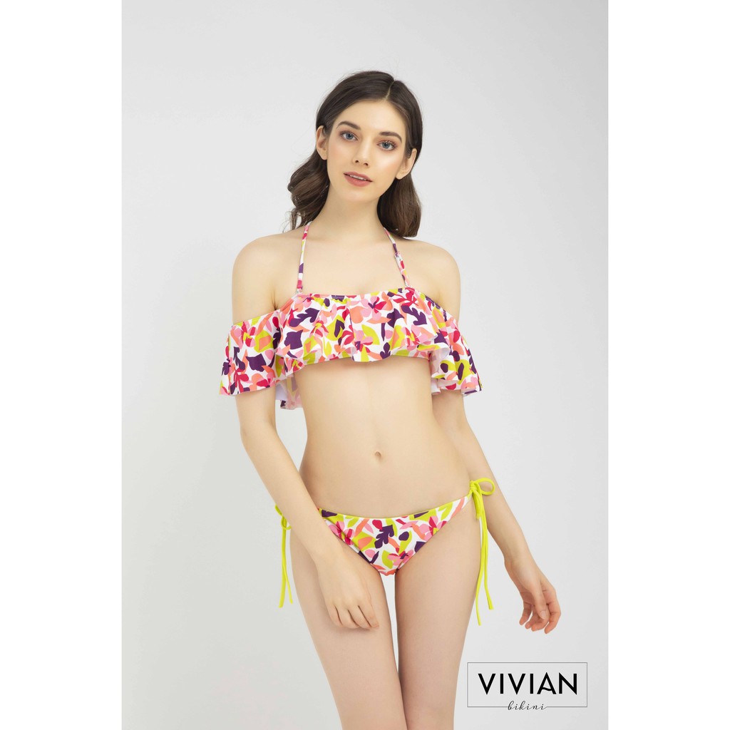 Áo bơi Nữ VIVIAN kiểu dáng trễ vai dây choàng cổ- màu Floral - VS144_FLO