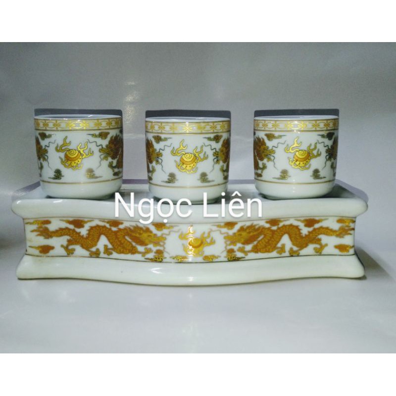 Set Bộ đồ thờ cúng ông táo ,đất đai , bàn thiên trắng rồng cho bàn thờ 40 cm